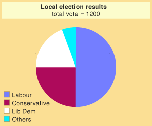 A pie chart showing local election results.