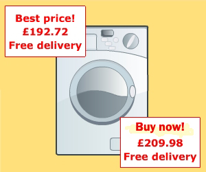 Washing machine with adverts for two different prices: 192.72 and 209.98.