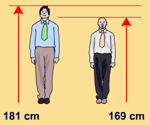 Taller man, height 181 cm. Shorter man, height 169 cm.