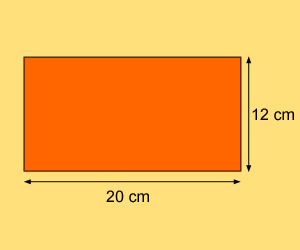 A rectangle, length 20 centimetres, width 12 centimetres.