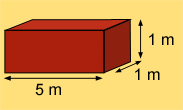 Cuboid: length 5 metres, width 1 metre, height 1 metre.
