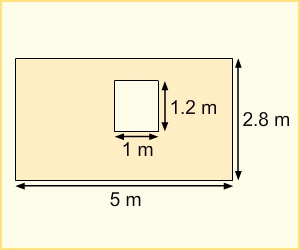 A wall, length 5 metres, height 2.8 metres. A window in the wall measures 1.2 metres by 1 metre.