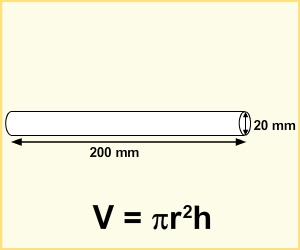 A cylindrical rod, diameter 20 millimetres, length 200 millimetres.