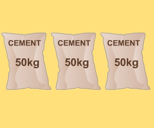 Three bags of cement.