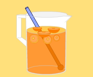 A jug of fruit drink.